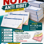 Cetak nota NCR 3 ply murah & cepat di Jogja! Cocok untuk UMKM, toko, & bengkel. Hubungi Percetakan CLEON via WhatsApp 0857-2974-5528